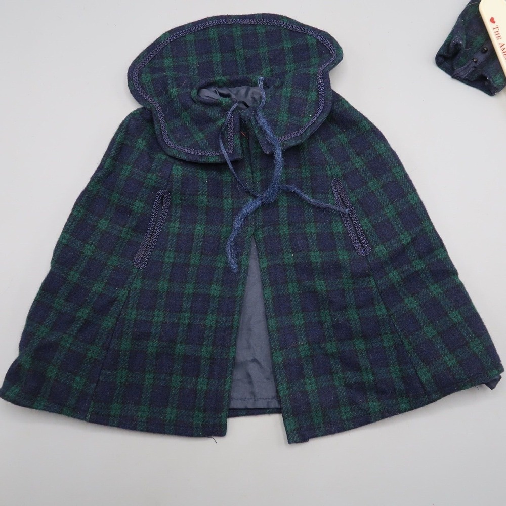 Pleasant‎ Co American Girl Samantha Winter Cape 1993 Plaid Green Blue Vintage